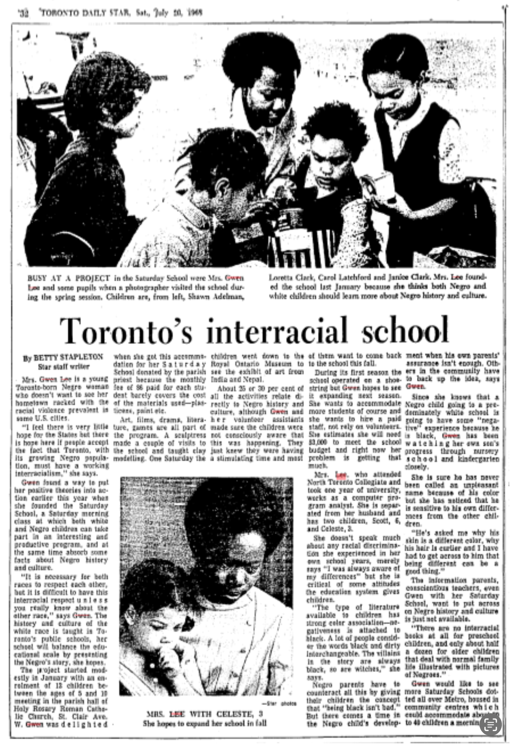 Toronto’s Interracial School